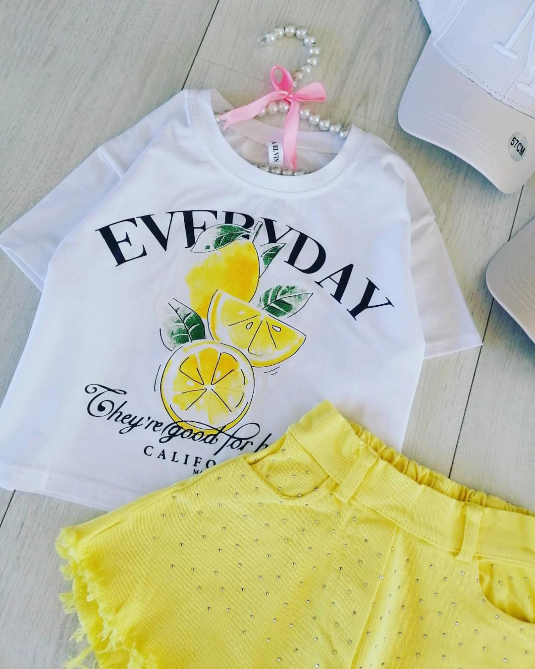 Spodenki z Cyrkoniami Cytrynowe - KARMELOWY BUTIK zdjęcie 1