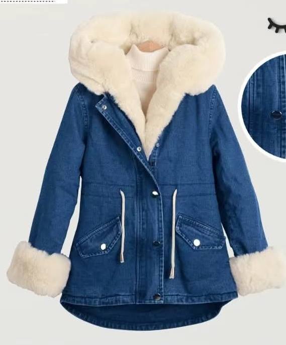 Parka Jeansowa z Kremowym Futerkiem - KARMELOWY BUTIK zdjęcie 1