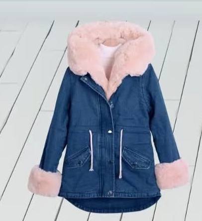 Parka Jeansowa z Różowym Futerkiem - KARMELOWY BUTIK zdjęcie 1