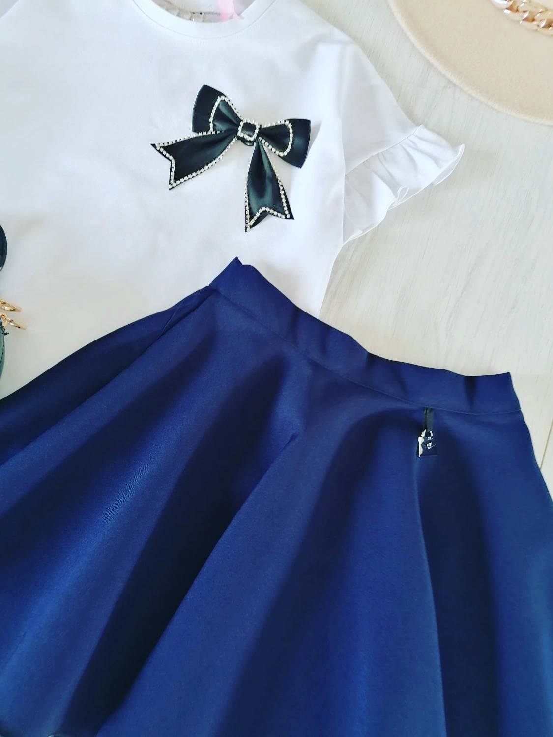 Spódniczka Rozkloszowana Granatowa - KARMELOWY BUTIK zdjęcie 1