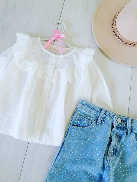 Jeansy z Serduszkami i Koronką - KARMELOWY BUTIK zdjęcie 3