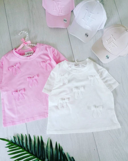 Bluzeczka z Kokardkami Różowa - KARMELOWY BUTIK zdjęcie 2