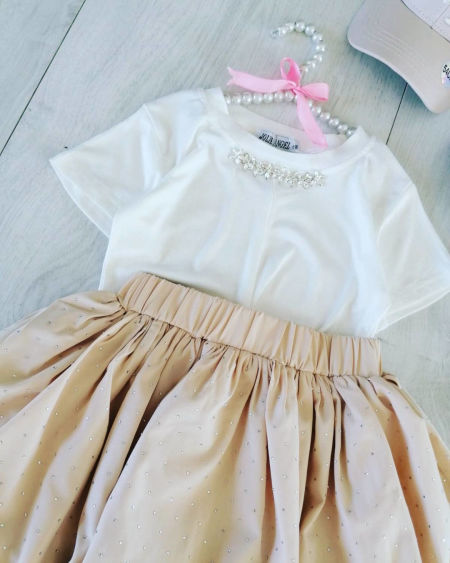Spódniczka Crystall Jasny Beż - KARMELOWY BUTIK zdjęcie 1