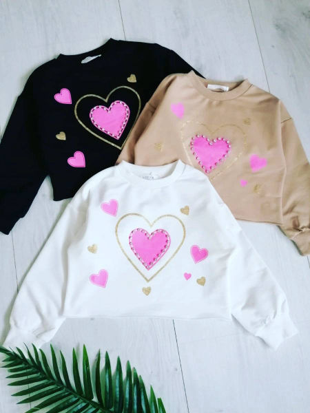 Bluza z Serduszkami Biała - KARMELOWY BUTIK zdjęcie 3
