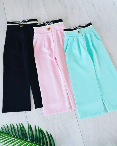 Spodnie z Ozdobną Gumką Miętowe - KARMELOWY BUTIK zdjęcie 1