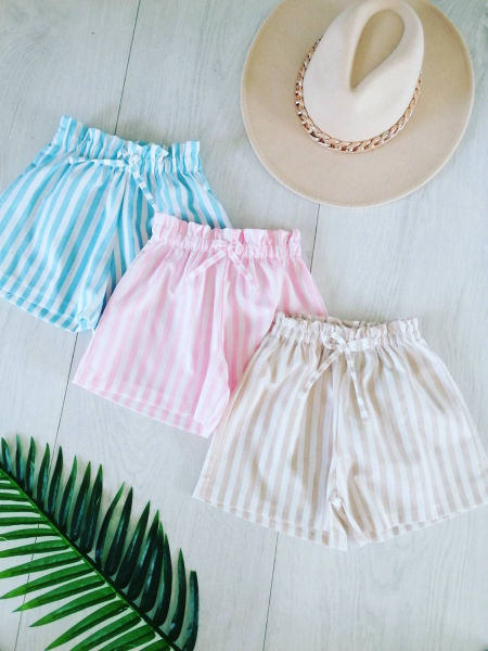 Spodenki Stripes Pudrowe - KARMELOWY BUTIK zdjęcie 2