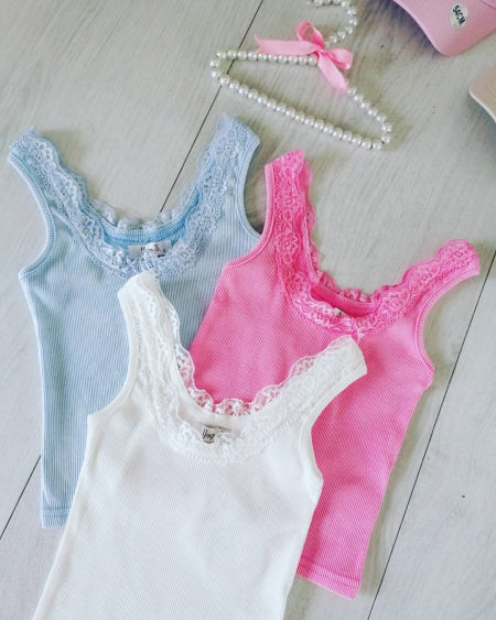 Top z Koronką Różowy - KARMELOWY BUTIK zdjęcie 1