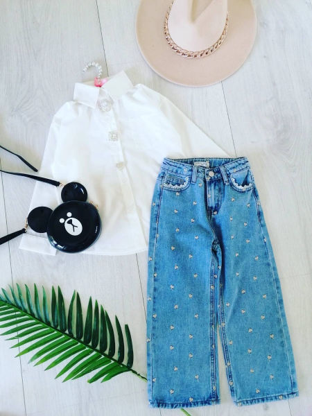 Jeansy z Serduszkami i Koronką - KARMELOWY BUTIK zdjęcie 4