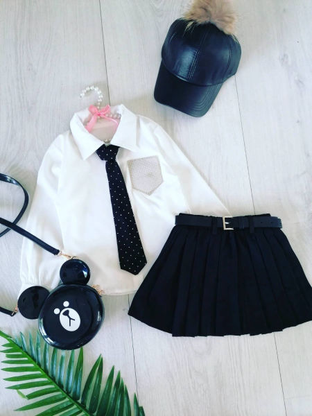 Koszula z Ozdobną Kieszonką i Krawatem - KARMELOWY BUTIK zdjęcie 2