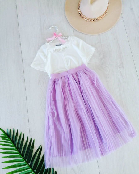Spódniczka Tiulowa Pastelowy Fiolet - KARMELOWY BUTIK zdjęcie 1
