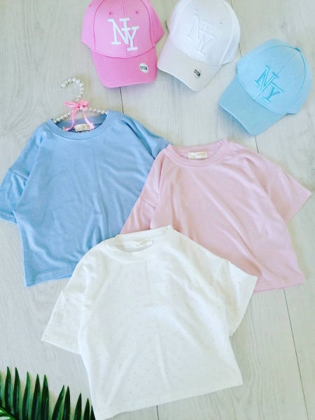 Bluzeczka z Cyrkoniami Pastelowy Róż - KARMELOWY BUTIK zdjęcie 2