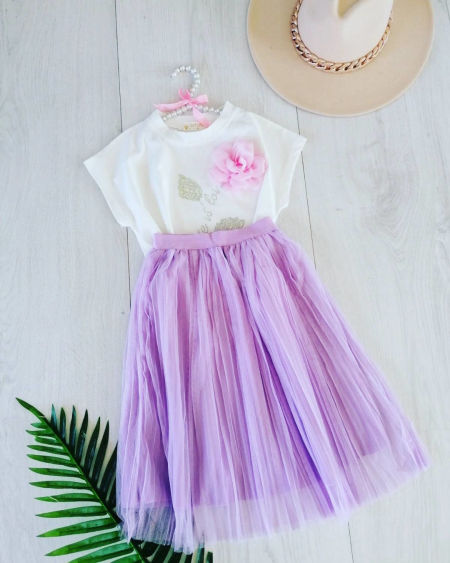 Spódniczka Tiulowa Pastelowy Fiolet - KARMELOWY BUTIK zdjęcie 3
