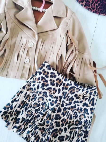 Szorty z Frędzlami Panterkowe - KARMELOWY BUTIK zdjęcie 4