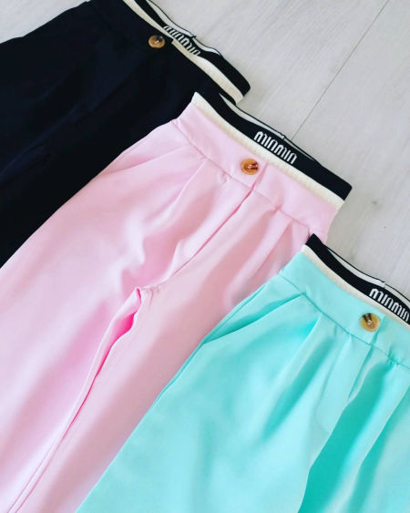 Spodnie z Ozdobną Gumką Miętowe - KARMELOWY BUTIK zdjęcie 2