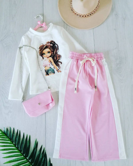 Spodnie z Lampasem Różowe - KARMELOWY BUTIK zdjęcie 2