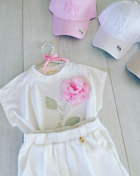 Bluzeczka z Różą Biała - KARMELOWY BUTIK zdjęcie 1
