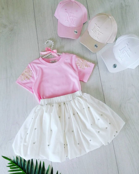 Bluzeczka z Ozdobnymi Rękawami Różowa - KARMELOWY BUTIK zdjęcie 3