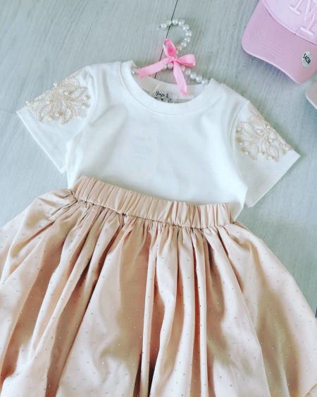 Bluzeczka z Ozdobnymi Rękawami Śmietankowa - KARMELOWY BUTIK zdjęcie 2