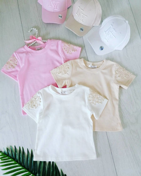 Bluzeczka z Ozdobnymi Rękawami Śmietankowa - KARMELOWY BUTIK zdjęcie 3