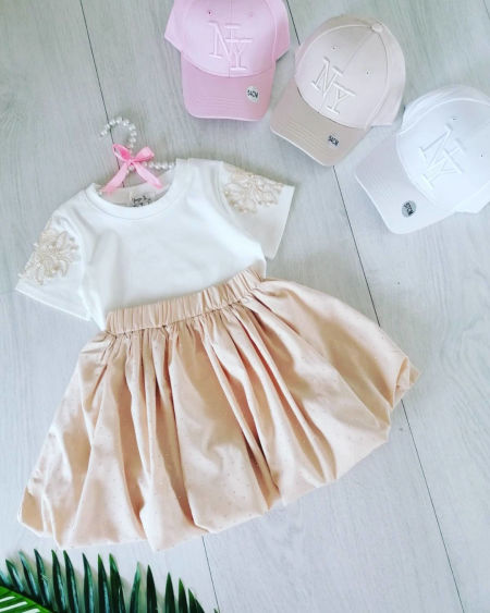 Bluzeczka z Ozdobnymi Rękawami Śmietankowa - KARMELOWY BUTIK zdjęcie 4