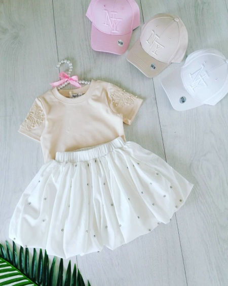 Bluzeczka z Ozdobnymi Rękawami Beżowa - KARMELOWY BUTIK zdjęcie 4