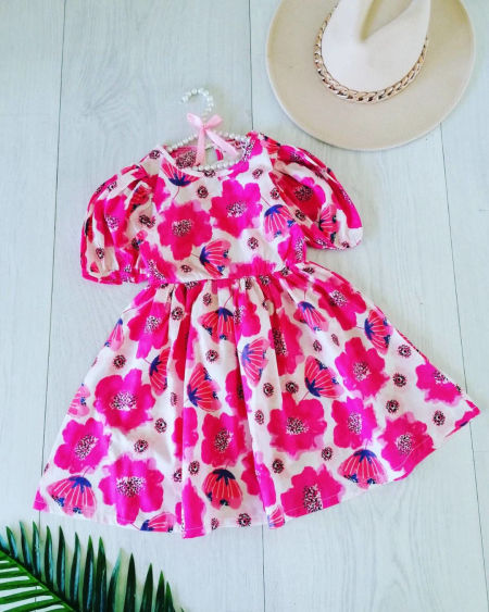 Sukienka w Kwiaty Różowe - KARMELOWY BUTIK zdjęcie 2