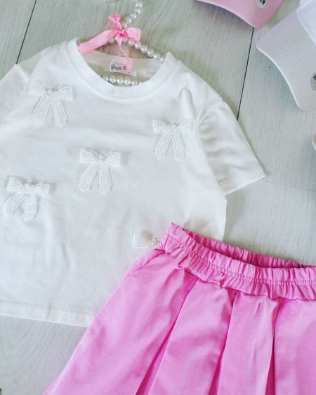 Bluzeczka z Kokardkami Biała - KARMELOWY BUTIK zdjęcie 3