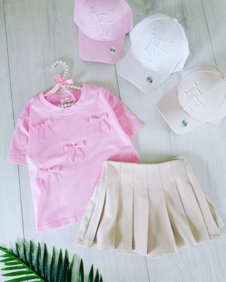 Bluzeczka z Kokardkami Różowa - KARMELOWY BUTIK zdjęcie 3