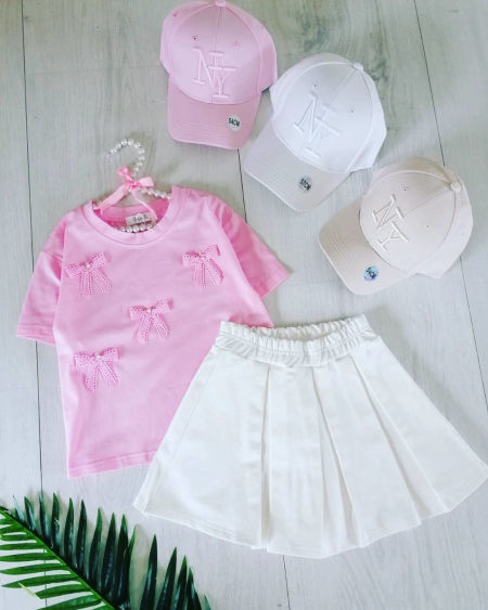 Bluzeczka z Kokardkami Różowa - KARMELOWY BUTIK zdjęcie 1