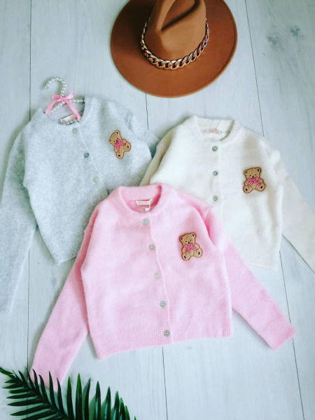 Sweterek z Aplikacją Misia Kremowy - KARMELOWY BUTIK zdjęcie 1