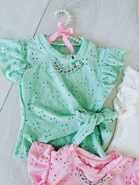 Bluzeczka Ażurowa Miętowa - KARMELOWY BUTIK zdjęcie 1