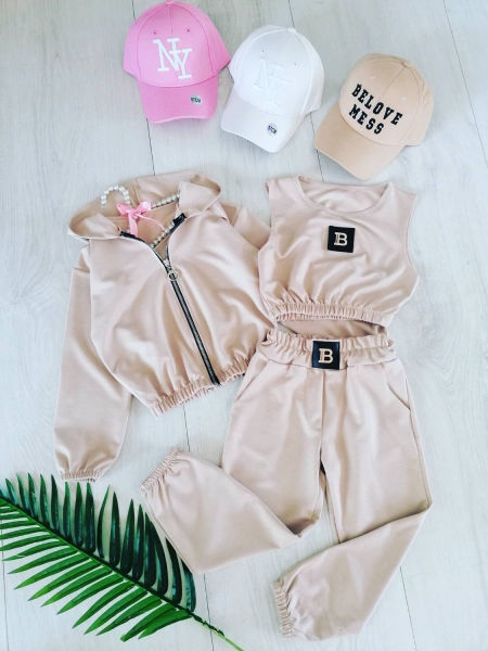 Dres Trzyczęściowy Beżowy - KARMELOWY BUTIK zdjęcie 1