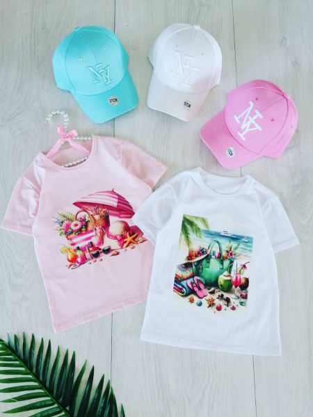 T shirt Summer Biały - KARMELOWY BUTIK zdjęcie 2