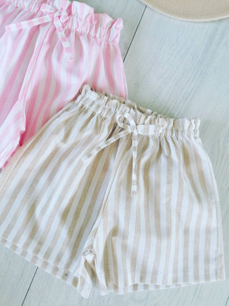 Spodenki Stripes Beżowe - KARMELOWY BUTIK zdjęcie 1