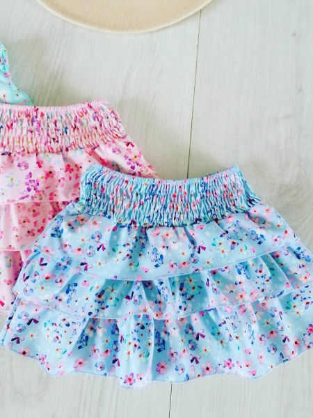 Spódniczka w Kwiaty Błękitna - KARMELOWY BUTIK zdjęcie 2