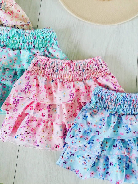 Spódniczka w Kwiaty Błękitna - KARMELOWY BUTIK zdjęcie 3