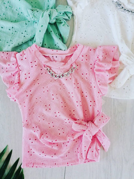 Bluzeczka Ażurowa Różowa - KARMELOWY BUTIK zdjęcie 2