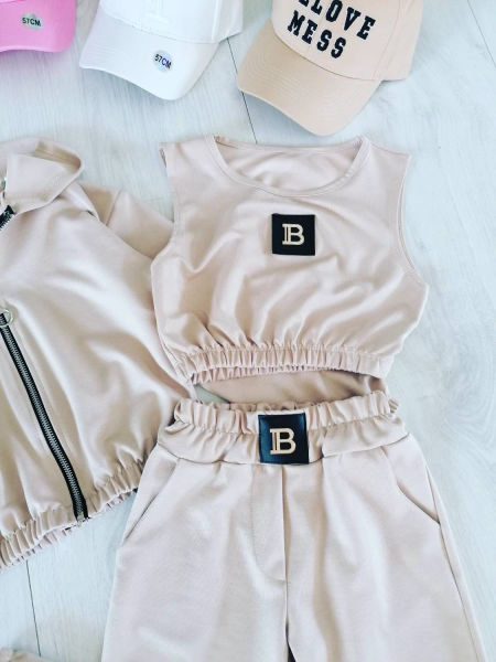 Dres Trzyczęściowy Beżowy - KARMELOWY BUTIK zdjęcie 3