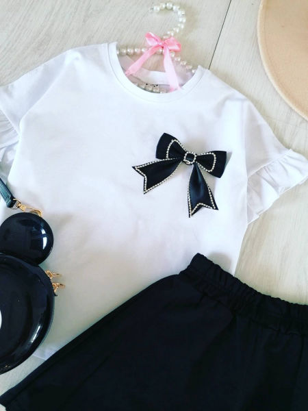 Bluzeczka z Kokardą Biała - KARMELOWY BUTIK zdjęcie 4
