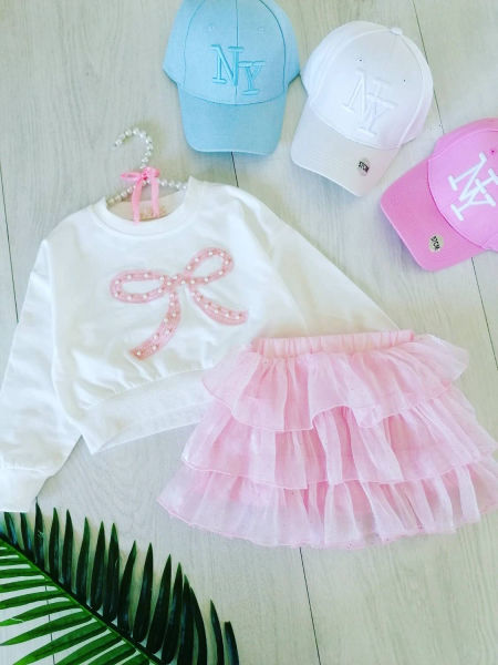 Spódniczka z Cyrkoniami Różowa - KARMELOWY BUTIK zdjęcie 2