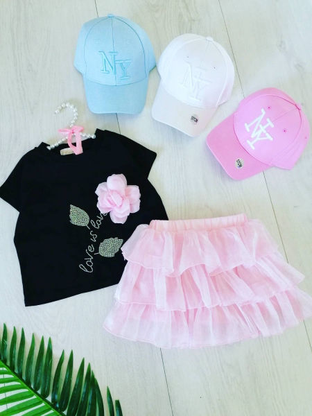Spódniczka z Cyrkoniami Różowa - KARMELOWY BUTIK zdjęcie 4