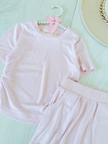 Zwiewny Zestaw z Cyrkoniami Pastelowy Róż - KARMELOWY BUTIK zdjęcie 2
