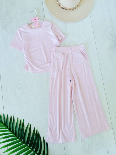 Zwiewny Zestaw z Cyrkoniami Pastelowy Róż - KARMELOWY BUTIK zdjęcie 1