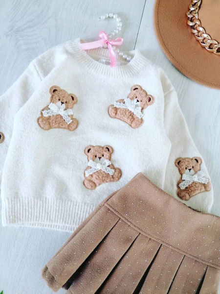 Sweterek Miś Kremowy  - KARMELOWY BUTIK zdjęcie 4