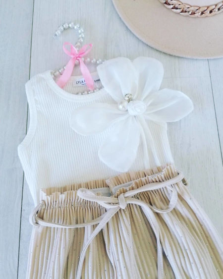 Bluzeczka z Tkaninowym Kwiatkiem - KARMELOWY BUTIK zdjęcie 3