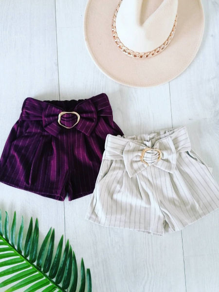 Eleganckie Szorty z Klamerką Beżowe - KARMELOWY BUTIK zdjęcie 2