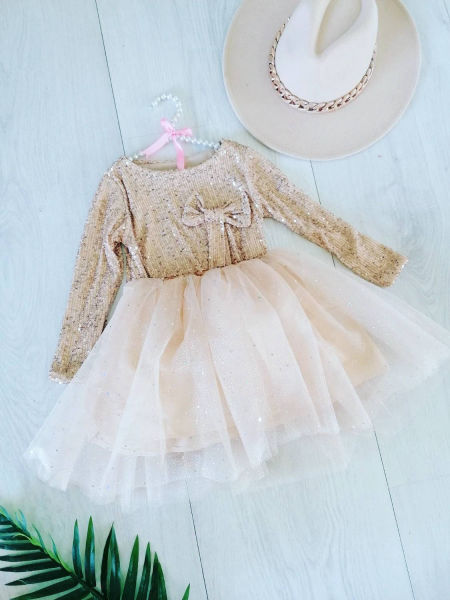 Bluzeczka Cekinowa z Kokardą Złota - KARMELOWY BUTIK zdjęcie 2
