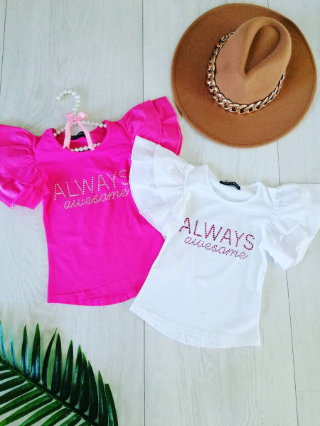 T shirt Awesome Biały - KARMELOWY BUTIK zdjęcie 1