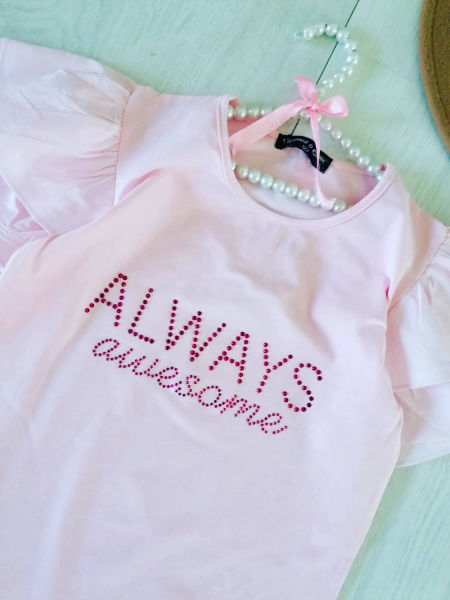 T shirt Awesome Jasny Róż - KARMELOWY BUTIK zdjęcie 2