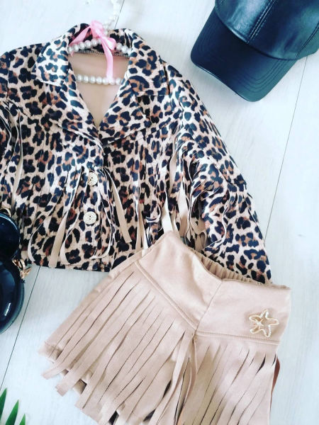 Ramoneska z Frędzlami Panterkowa - KARMELOWY BUTIK zdjęcie 2